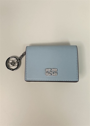 A6394 Strass Bou flap card holder Icy Blue Ganni 